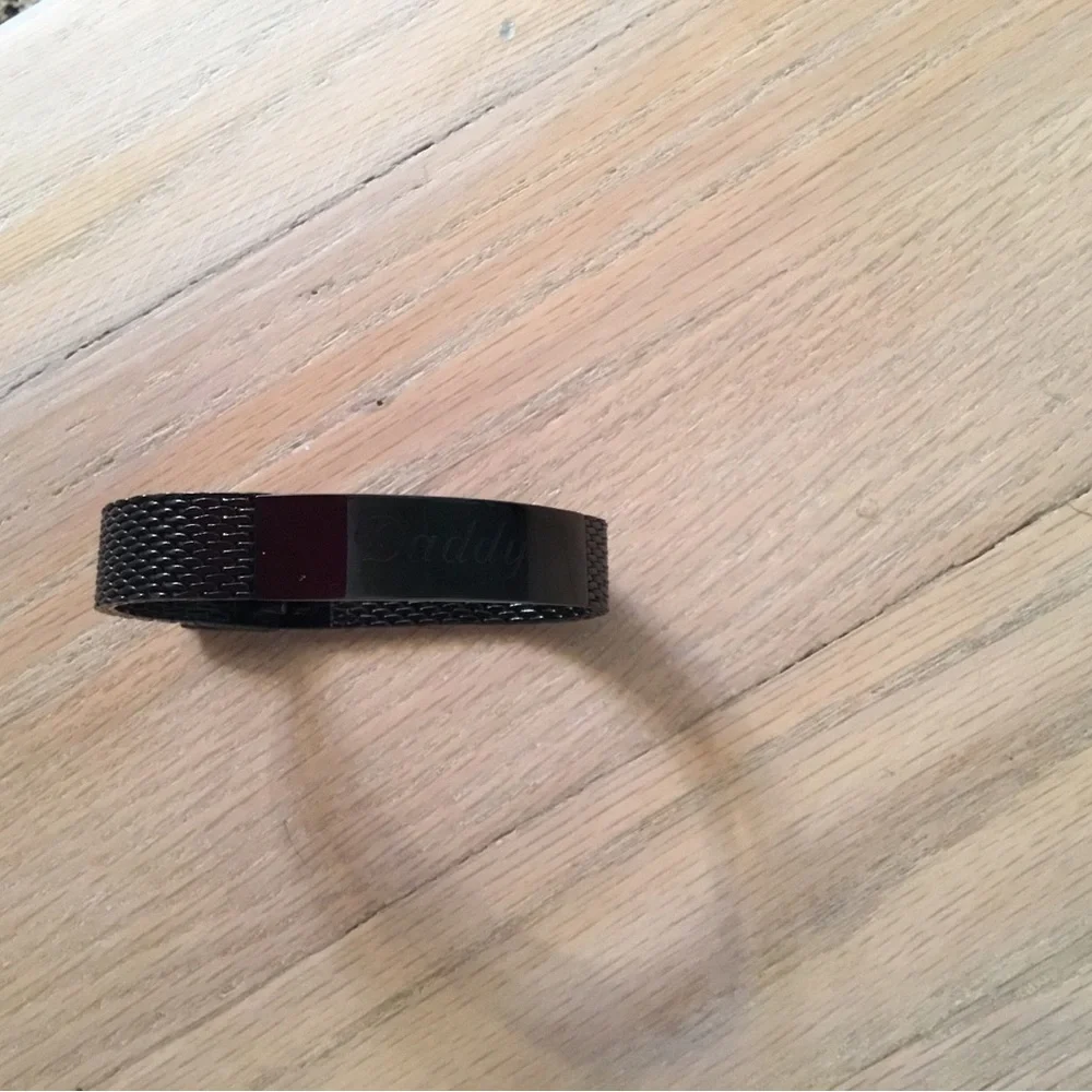 Black Mesh Stainless Steel Men's Bracelet saying Daddy